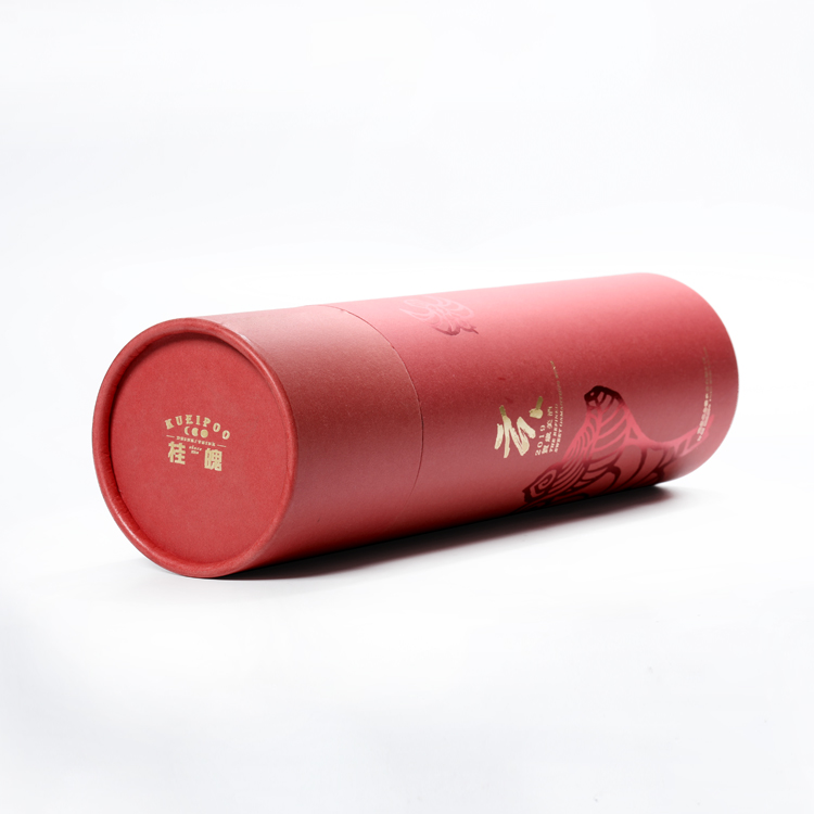 Gold hot stamping cylinder wine tube paper wine box