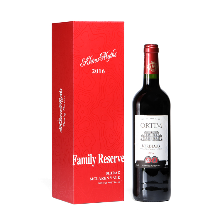 Red cardboard wine packaging box