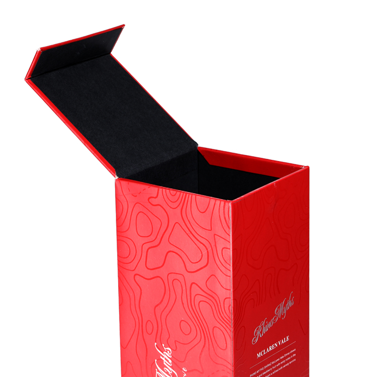 Red cardboard wine packaging box