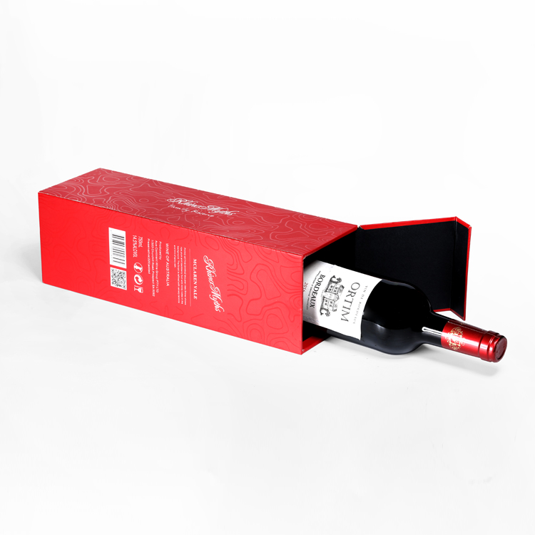 Red cardboard wine packaging box