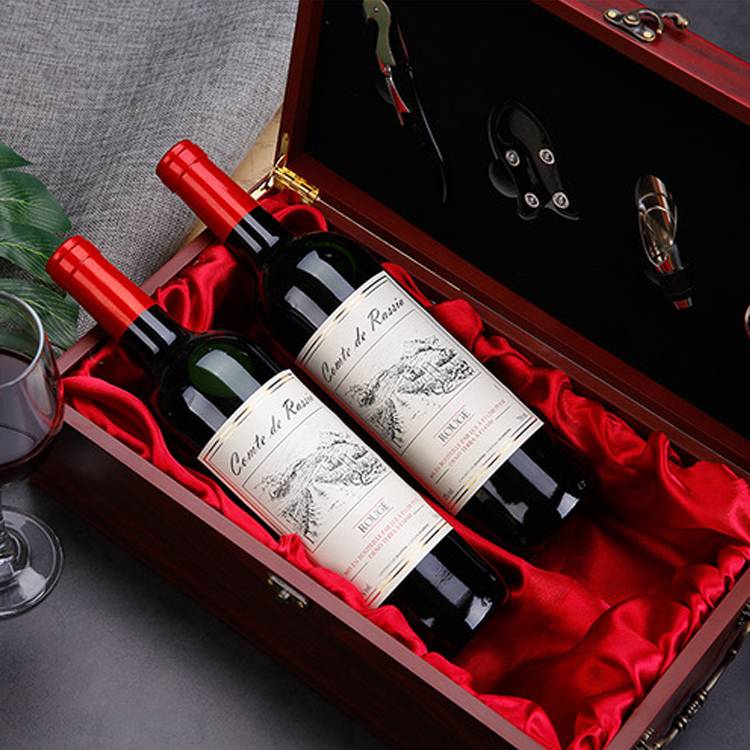 Custom cheap red lequor single wooden wine bottles box