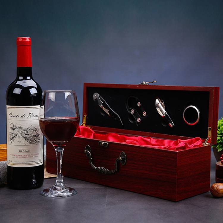 Custom cheap red lequor single wooden wine bottles box