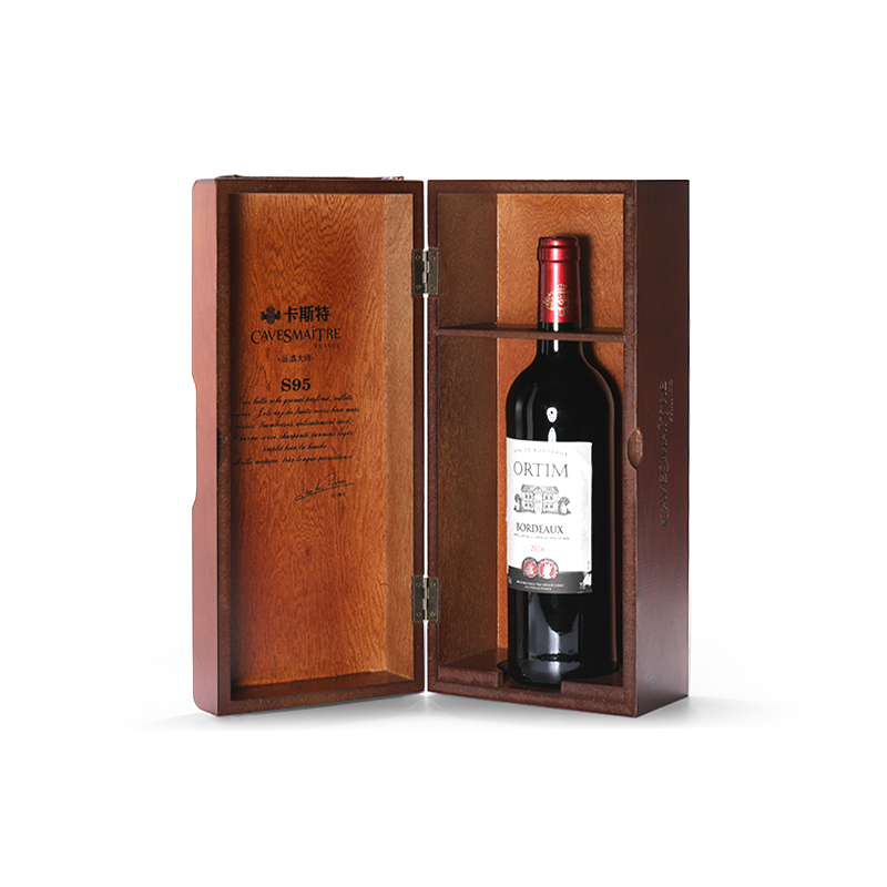 Customized logo single bottle red wine liquor spirit wooden wine gift box