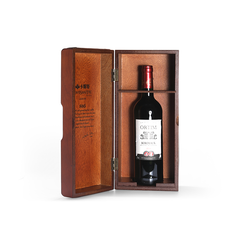 Customized logo single bottle red wine liquor spirit wooden wine gift box