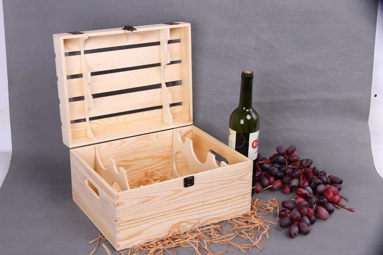 Customzied low price 3 bottles white wine wooden boxes for wine