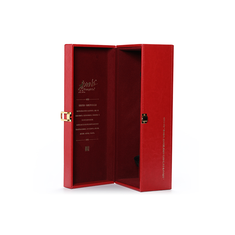 High quality logo printed red wine bottle box leather gift box