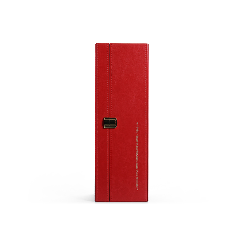 High quality logo printed red wine bottle box leather gift box