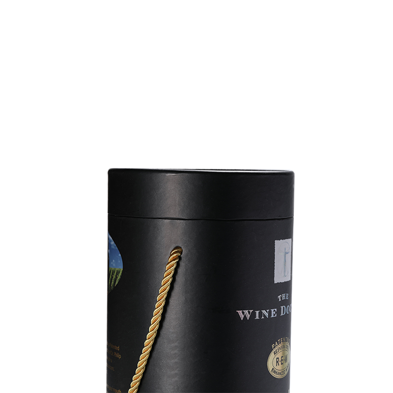 Luxury ice wine cylinder gift box paper wine with handle
