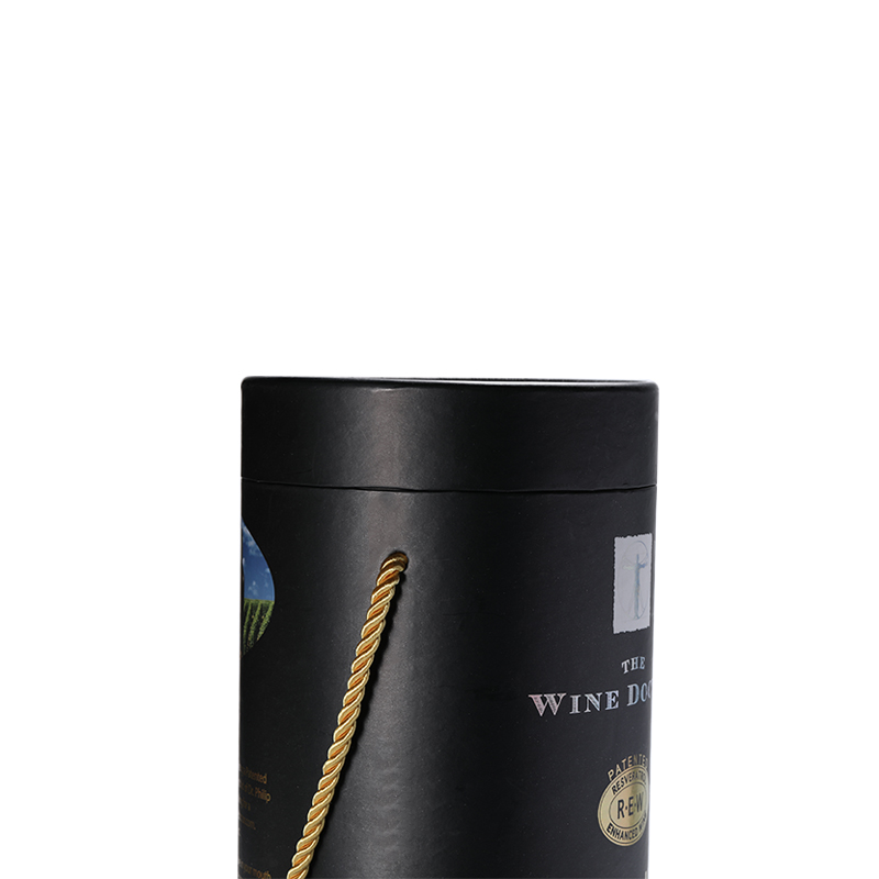 Custom size black tube packing paper wine cylinder box with logo