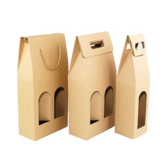 Cheap alcohol foldable corruagted kraft card paper wine box