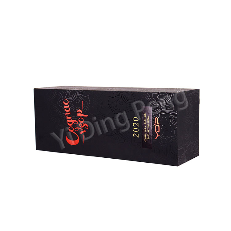 Luxury Flip Plain Black Uv Whisky Wine Bottles Gift Set Cardboard Packaging Box