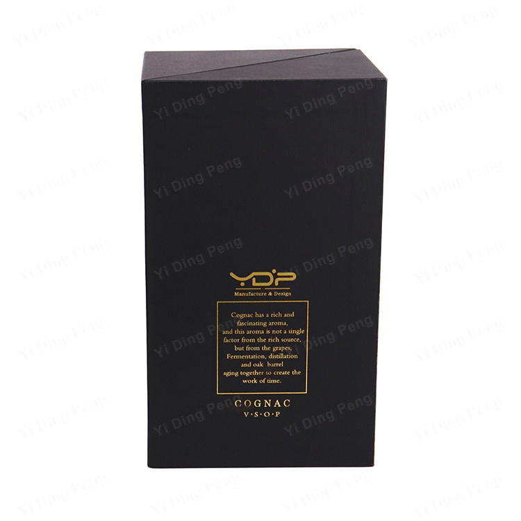 Premium Custom Vintage Double Open Door Black Hot Stamping Cardboard Wine Box