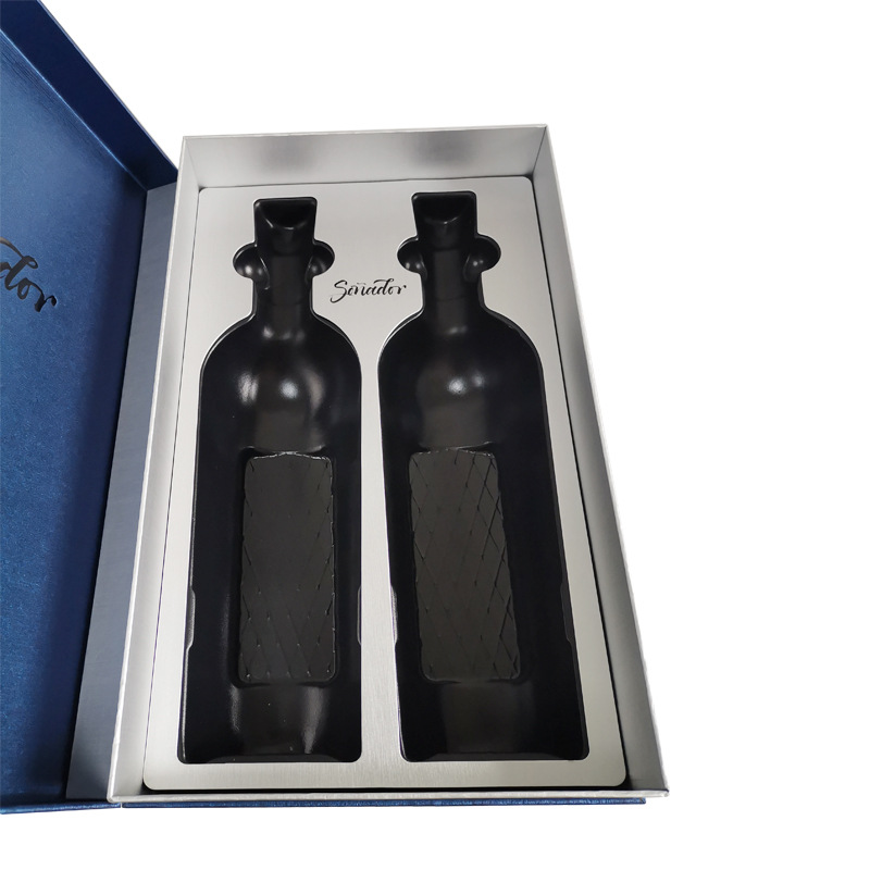 Premium cardboard wine packaging paper box hinged neck wine box for 2 bottles