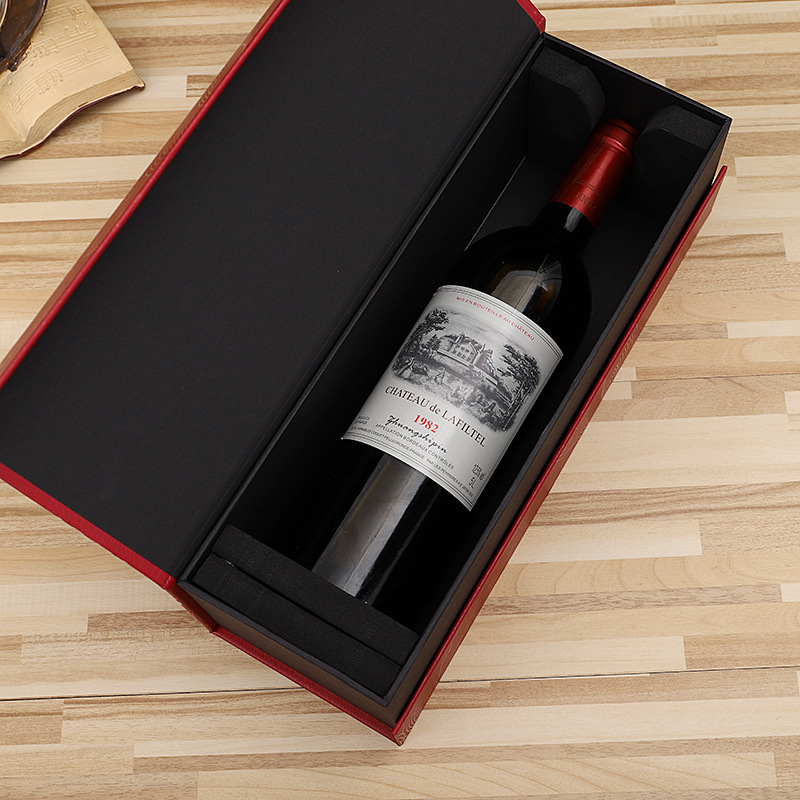 Red luxury custom logo magnetic gift paper packaging wine box for wine bottle