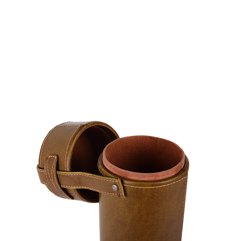 High quality custom PU leather wine storage carrier portable round wine tube box