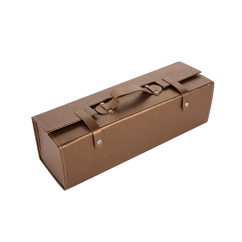 Luxury foldable arrange 1pc brown PU leather wine bottle gift box