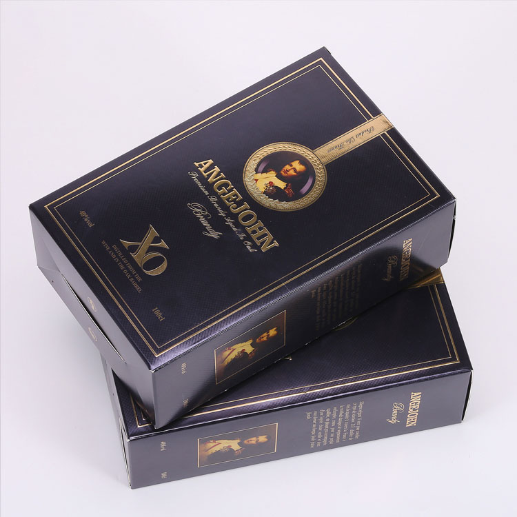2021 New Gold and Silver Card Material Color Printing Single Black Whiskey XO Brandy Packaging Wine Gift Box
