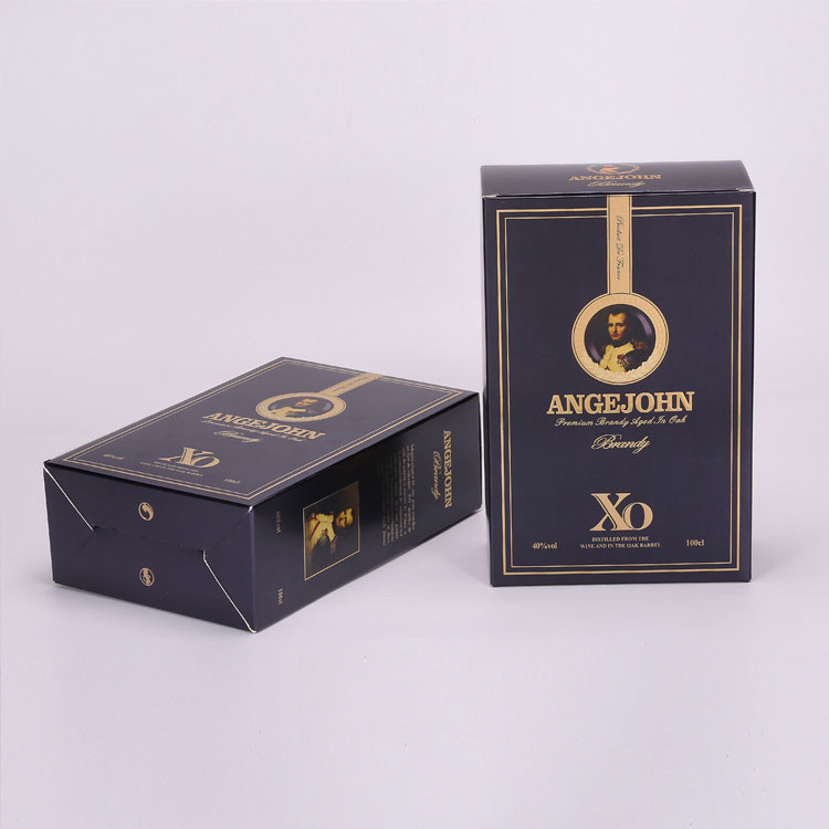 2021 New Gold and Silver Card Material Color Printing Single Black Whiskey XO Brandy Packaging Wine Gift Box