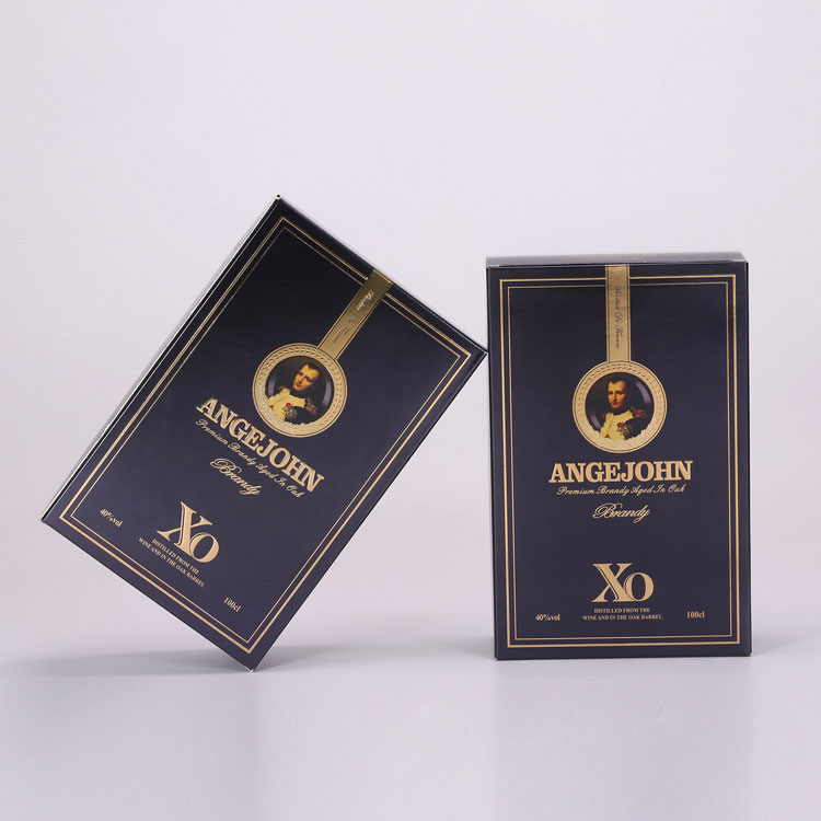 2021 New Gold and Silver Card Material Color Printing Single Black Whiskey XO Brandy Packaging Wine Gift Box