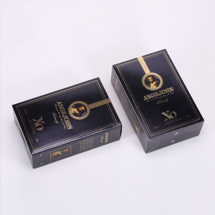 2021 New Gold and Silver Card Material Color Printing Single Black Whiskey XO Brandy Packaging Wine Gift Box