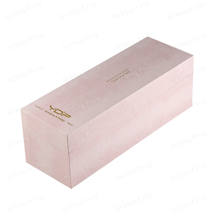 Pink High Light Leather Paper Top and Bottom Lid Champagne Red Wine Gift Box Packaging